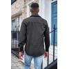 imageCOOFANDY Mens Waffle Button Down Shirts Casual Long Sleeve Shacket Jacket with PocketsDark Gray