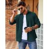 imageCOOFANDY Mens Waffle Button Down Shirts Casual Long Sleeve Shacket Jacket with PocketsDark Green