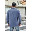 imageCOOFANDY Mens Waffle Button Down Shirts Casual Long Sleeve Shacket Jacket with PocketsDenim Blue
