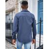 imageCOOFANDY Mens Waffle Button Down Shirts Casual Long Sleeve Shacket Jacket with PocketsDenim Blue