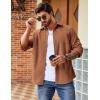 imageCOOFANDY Mens Waffle Button Down Shirts Casual Long Sleeve Shacket Jacket with PocketsLight Brown