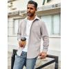 imageCOOFANDY Mens Waffle Button Down Shirts Casual Long Sleeve Shacket Jacket with PocketsLight Gray