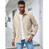 imageCOOFANDY Mens Waffle Button Down Shirts Casual Long Sleeve Shacket Jacket with PocketsLight Khaki