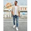 imageCOOFANDY Mens Waffle Button Down Shirts Casual Long Sleeve Shacket Jacket with PocketsLight Khaki