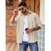 imageCOOFANDY Mens Waffle Button Down Shirts Casual Long Sleeve Shacket Jacket with PocketsMoon Grey