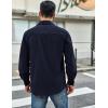 imageCOOFANDY Mens Waffle Button Down Shirts Casual Long Sleeve Shacket Jacket with PocketsNave Blue