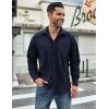 imageCOOFANDY Mens Waffle Button Down Shirts Casual Long Sleeve Shacket Jacket with PocketsNave Blue