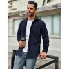 imageCOOFANDY Mens Waffle Button Down Shirts Casual Long Sleeve Shacket Jacket with PocketsNave Blue
