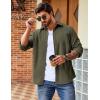 imageCOOFANDY Mens Waffle Button Down Shirts Casual Long Sleeve Shacket Jacket with PocketsOlive Green