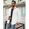 imageCOOFANDY Mens Waffle Button Down Shirts Casual Long Sleeve Shacket Jacket with PocketsWhite