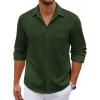 imageCOOFANDY Mens Long Sleeve Wrinkle Free Shirt Casual Button Down Shirts Stretch Dress Shirt with PocketArmy Green