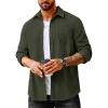 imageCOOFANDY Mens Waffle Button Down Shirts Casual Long Sleeve Shacket Jacket with PocketsArmy Green