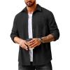 imageCOOFANDY Mens Waffle Button Down Shirts Casual Long Sleeve Shacket Jacket with PocketsBlack