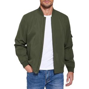 imageCOOFANDY Mens Lightweight Bomber Jacket Casual Fashion Windbreaker Flight Zip Up Jackets Outdoor CoatArmygreen