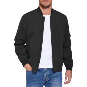 imageCOOFANDY Mens Lightweight Bomber Jacket Casual Fashion Windbreaker Flight Zip Up Jackets Outdoor CoatBlack
