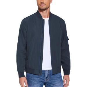 imageCOOFANDY Mens Lightweight Bomber Jacket Casual Fashion Windbreaker Flight Zip Up Jackets Outdoor CoatBlue