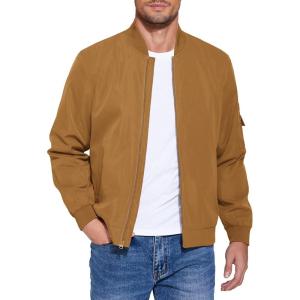 imageCOOFANDY Mens Lightweight Bomber Jacket Casual Fashion Windbreaker Flight Zip Up Jackets Outdoor CoatLight Brown