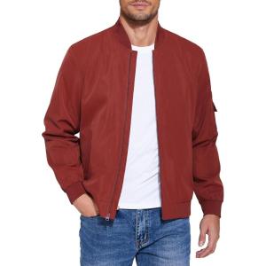 imageCOOFANDY Mens Lightweight Bomber Jacket Casual Fashion Windbreaker Flight Zip Up Jackets Outdoor CoatWine Red