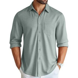 imageCOOFANDY Mens Wrinkle Free Shirt Casual Button Down Long Sleeve Dress ShirtsLight Blue