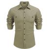 imageCOOFANDY Mens Casual Button Down Shirts Long Sleeve Wrinkle Free Untucked Dress ShirtsArmy Green