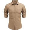 imageCOOFANDY Mens Casual Button Down Shirts Long Sleeve Wrinkle Free Untucked Dress ShirtsCamel