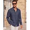 imageCOOFANDY Mens Casual Button Down Shirts Long Sleeve Wrinkle Free Untucked Dress ShirtsDark Blue
