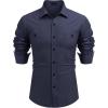 imageCOOFANDY Mens Casual Button Down Shirts Long Sleeve Wrinkle Free Untucked Dress ShirtsDark Blue