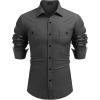 imageCOOFANDY Mens Casual Button Down Shirts Long Sleeve Wrinkle Free Untucked Dress ShirtsDenim Black