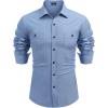 imageCOOFANDY Mens Casual Button Down Shirts Long Sleeve Wrinkle Free Untucked Dress ShirtsLight Blue
