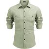 imageCOOFANDY Mens Casual Button Down Shirts Long Sleeve Wrinkle Free Untucked Dress ShirtsLight Green