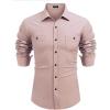 imageCOOFANDY Mens Casual Button Down Shirts Long Sleeve Wrinkle Free Untucked Dress ShirtsPink