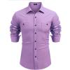 imageCOOFANDY Mens Casual Button Down Shirts Long Sleeve Wrinkle Free Untucked Dress ShirtsPurple