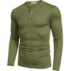 imageCOOFANDY Mens Henley Shirts Long Sleeve Fashion Casual Tee Basic Lightweight TShirtArmy Green