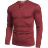 imageCOOFANDY Mens Henley Shirts Long Sleeve Fashion Casual Tee Basic Lightweight TShirtWine Red