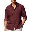 imageCOOFANDY Mens Casual Button Down Shirts Long Sleeve Wrinkle Free Untucked Dress ShirtsWine Red