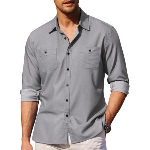 imageCOOFANDY Mens Casual Button Down Shirts Long Sleeve Wrinkle Free Untucked Dress ShirtsGray