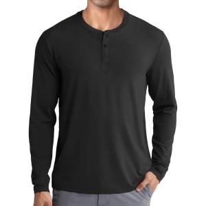 imageCOOFANDY Mens Henley Shirts Long Sleeve Fashion Casual Tee Basic Lightweight TShirtAblack