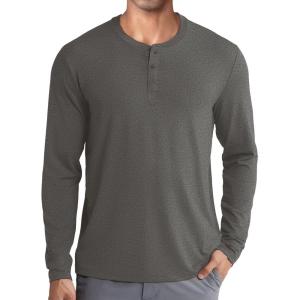 imageCOOFANDY Mens Henley Shirts Long Sleeve Fashion Casual Tee Basic Lightweight TShirtGrey