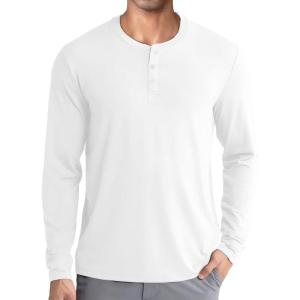 imageCOOFANDY Mens Henley Shirts Long Sleeve Fashion Casual Tee Basic Lightweight TShirtWhite