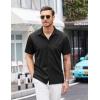 imageCOOFANDY Mens Casual Button Down Shirts Short Sleeve Regular Fit Untucked Dress Shirts Knit TexturedAblack