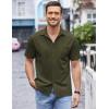 imageCOOFANDY Mens Casual Button Down Shirts Short Sleeve Regular Fit Untucked Dress Shirts Knit TexturedArmy Green