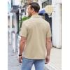 imageCOOFANDY Mens Casual Button Down Shirts Short Sleeve Regular Fit Untucked Dress Shirts Knit TexturedBeige