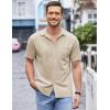 imageCOOFANDY Mens Casual Button Down Shirts Short Sleeve Regular Fit Untucked Dress Shirts Knit TexturedBeige
