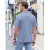 imageCOOFANDY Mens Casual Button Down Shirts Short Sleeve Regular Fit Untucked Dress Shirts Knit TexturedBlue
