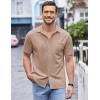 imageCOOFANDY Mens Casual Button Down Shirts Short Sleeve Regular Fit Untucked Dress Shirts Knit TexturedKhaki