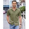 imageCOOFANDY Mens Casual Button Down Shirts Short Sleeve Regular Fit Untucked Dress Shirts Knit TexturedLight Green