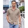 imageCOOFANDY Mens Casual Button Down Shirts Short Sleeve Regular Fit Untucked Dress Shirts Knit TexturedLight Khaki