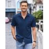 imageCOOFANDY Mens Casual Button Down Shirts Short Sleeve Regular Fit Untucked Dress Shirts Knit TexturedNavy Blue
