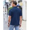 imageCOOFANDY Mens Casual Button Down Shirts Short Sleeve Regular Fit Untucked Dress Shirts Knit TexturedNavy Blue