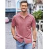 imageCOOFANDY Mens Casual Button Down Shirts Short Sleeve Regular Fit Untucked Dress Shirts Knit TexturedPink